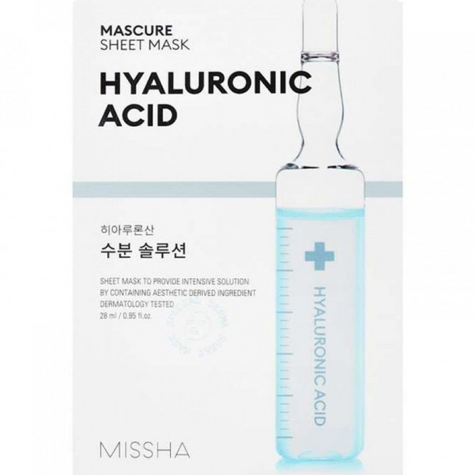 Тканевая маска для лица с гиалуроновой кислотой, увлажняющая, MISSHA, Mascure Hyaluronic Acid Sheet Mask купить в Украине Тканевая маска для лица с гиалуроновой кислотой, увлажняющая, MISSHA, Mascure Hyaluronic Acid Sheet Mask купить в Украине