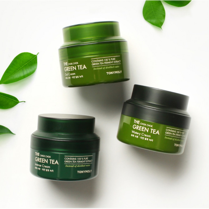Легкий освежающий гель-крем на основе экстракта зеленого чая TONYMOLY The Chok Chok Green Tea Gel Cream 60 мл купить в Украине 2