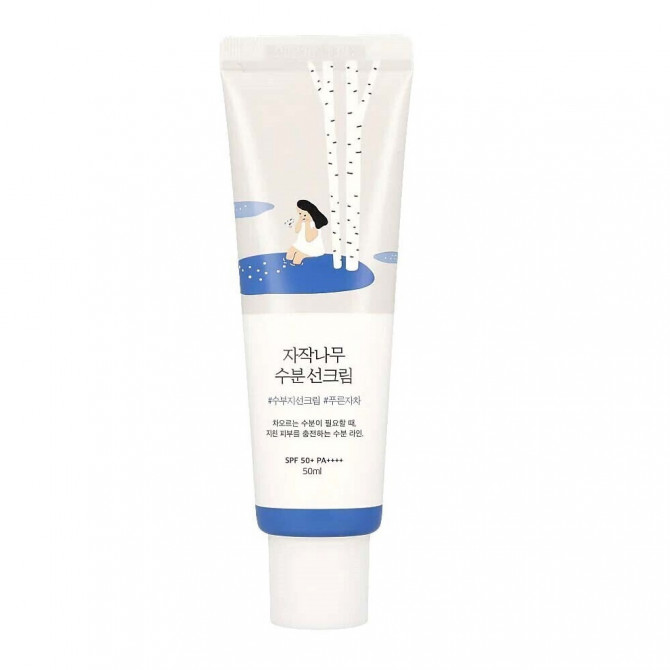 Сонцезахисний крем з березовим соком та ніацинамідом ROUND LAB Birch Juice Moisturizing Sunscreen 50 мл купити в Україні