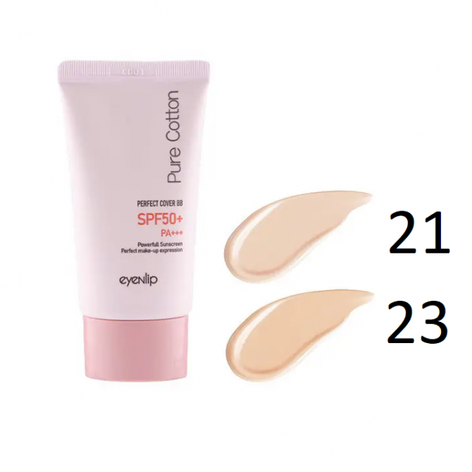 Зволожуючий ВВ крем для ідеального тону EYENLIP Pure Cotton Perfect Cover BB Cream SPF50 + / PA +++ # 21 30 г купити в Україні 2