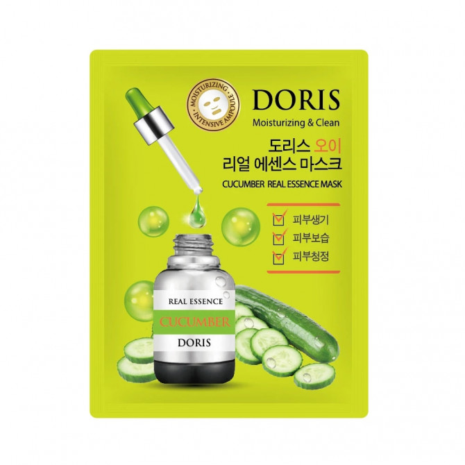 Тканинна маска з огірком DORIS Cucumber Real Essence Mask купити в Україні