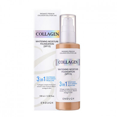 Осветляющая тональная основа с коллагеном Enough Collagen Whitening Moisture Foundation 3 in 1 #21 SPF15 100 мл (СРОК ДО 21.03.2026) купить в Украине