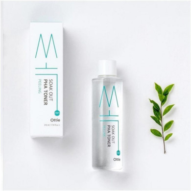 Слабокислотный отшелушивающий тонер для чувствительной кожи Ottie Soak Out PHA Toner Peeling 210 мл (СРОК ДО 10.02.2026) купить в Украине 4