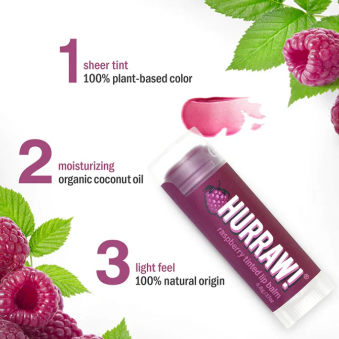 Бальзам для губ Малина Hurraw! Raspberry Tinted Lip Balm 4.8 г купить в Украине 3