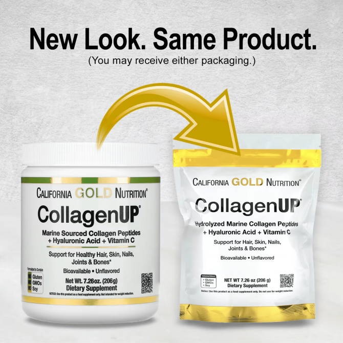 Морской гидролизованный коллаген с гиалуроновой кислотой и витамином C California Gold Nutrition CollagenUP с нейтральным вкусом 464 г купить в Украине 3