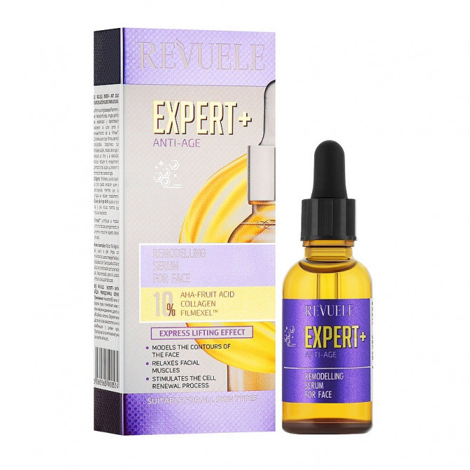 Омолоджуюча сироватка для обличчя з колагеном та кислотами Revuele Expert + Anti-Age Remodelling Serum For Face 25 мл купити в Україні