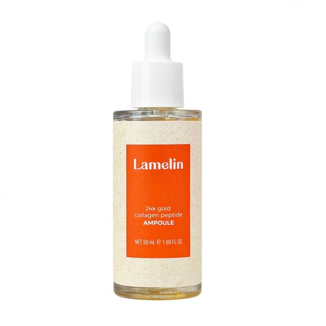 Антивікова сироватка з колагеном золотом та пептидами Lamelin 24K Gold Collagen Peptide Ampoule 50 мл купити в Україні