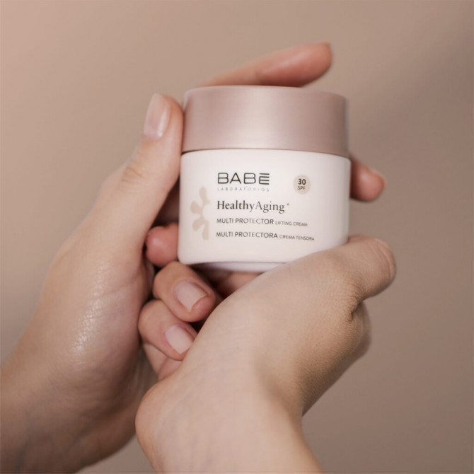 Дневной солнцезащитный крем с лифтинг-эффектом Babe Laboratorios Healthy Aging Multi Protector Lifting Cream SPF 30 50 мл купить в Украине 3