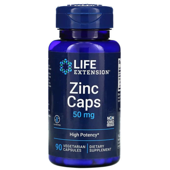 Цинк Life Extension Zinc Caps 50 мг 90 вегетарианских капсул купить в Украине