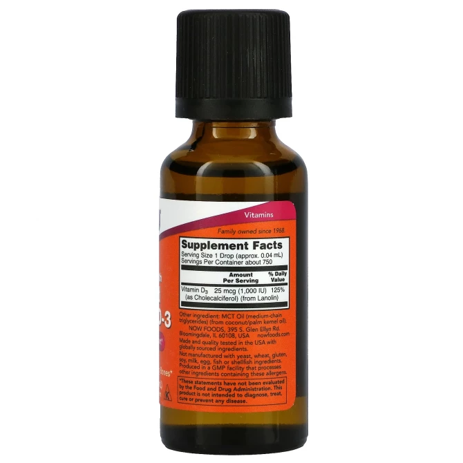 Рідкий вітамін D3 Now Foods Liquid Vitamin D-3 1000 МО 30 мл купити в Україні 2