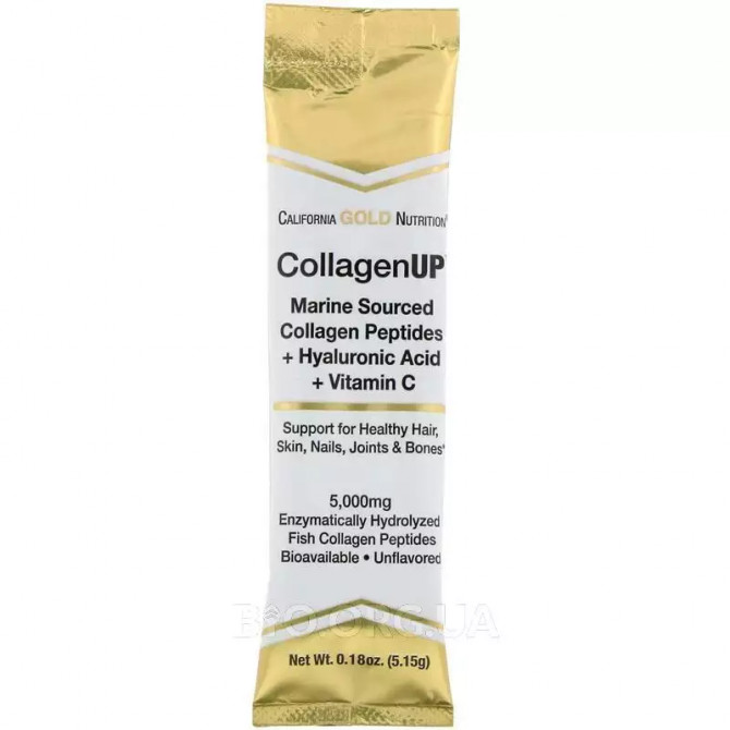 Морской гидролизованный коллаген с гиалуроновой кислотой и витамином C California Gold Nutrition CollagenUP с нейтральным вкусом 10 пакетиков * 516 г купить в Украине 3