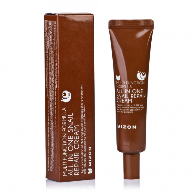 Восстанавливающий крем для лица с фильтратом слизи улитки, MIZON, All In One Snail Repair Cream (Tube), 35 мл купить в Украине Восстанавливающий крем для лица с фильтратом слизи улитки, MIZON, All In One Snail Repair Cream (Tube), 35 мл купить в Украине
