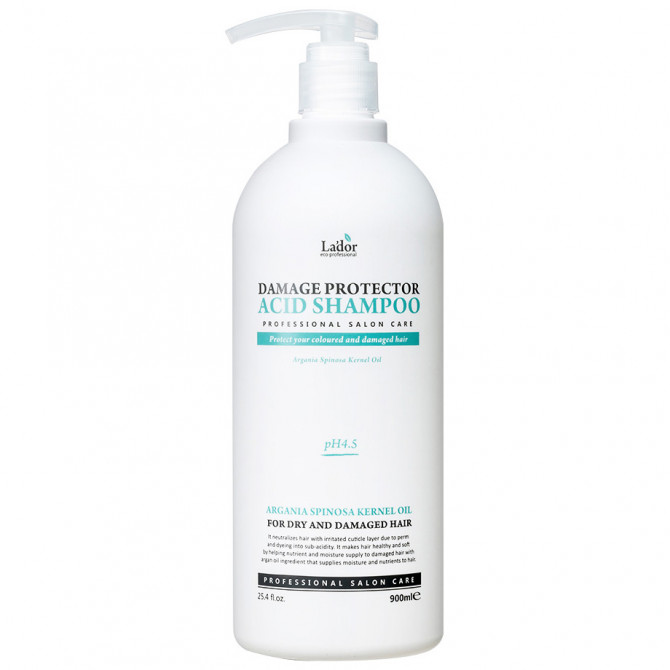 Бесщелочной шампунь  для сухих и поврежденных волос Lador Damaged Protector Acid Shampoo 900 мл купить в Украине