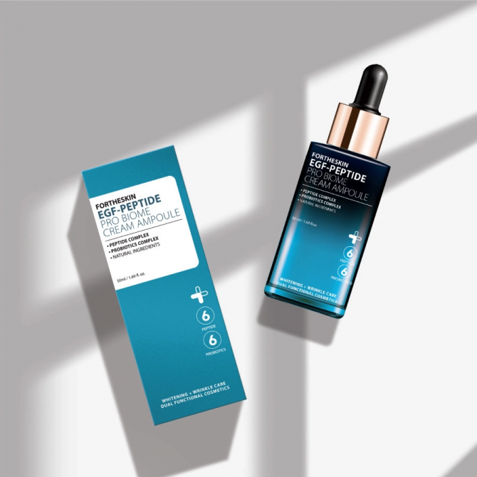 Крем-сироватка що омолоджує з пептидами та пробіотиками Fortheskin EGF Peptide Pro Biome Cream Ampoule 50 мл купити в Україні 3