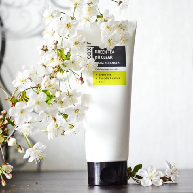 Пенка для умывания для жирной кожи с экстрактом зеленого чая Coxir Green Tea pH Clear Foam Cleanser 150 мл купить в Украине 2
