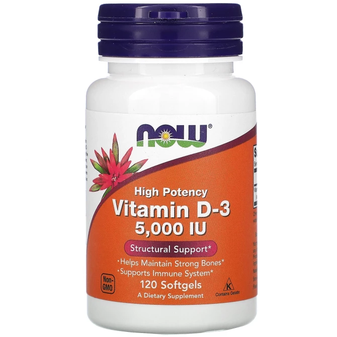 Витамин D3 Now Foods Vitamin D-3 125 мкг (5000 МЕ) 120 капсул купить в Украине