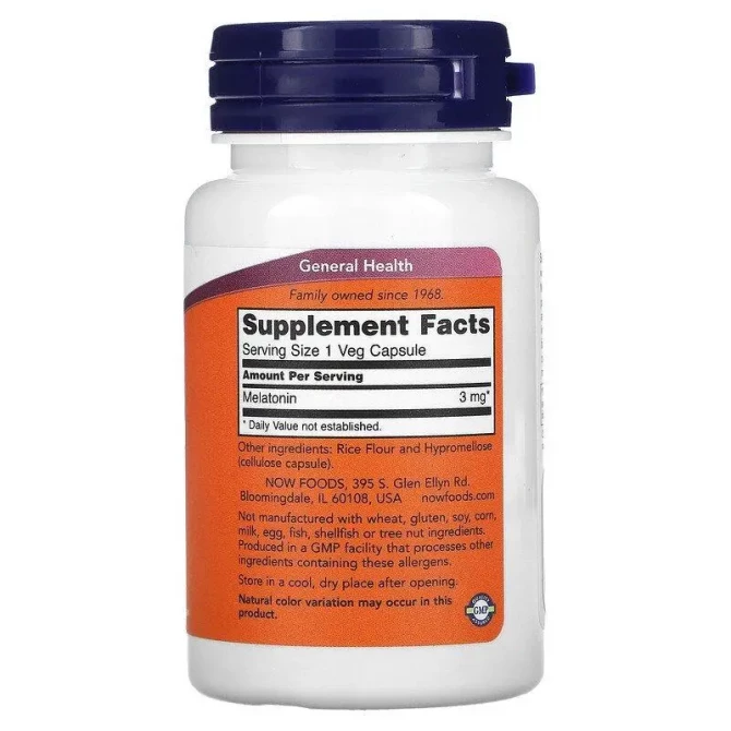 Мелатонин 3 мг Now Foods Melatonin 3 mg 60 растительных капсул купить в Украине 2