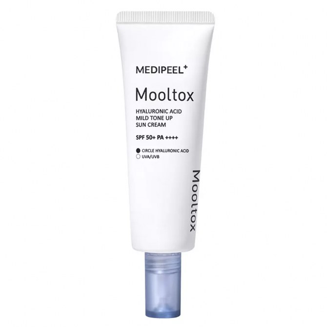 Сонцезахисний тонуючий крем для обличчя MEDI-PEEL Hyaluronic Acid Aqua Mooltox Mild Tone Up Sun Cream SPF 50+ 50 мл купити в Україні