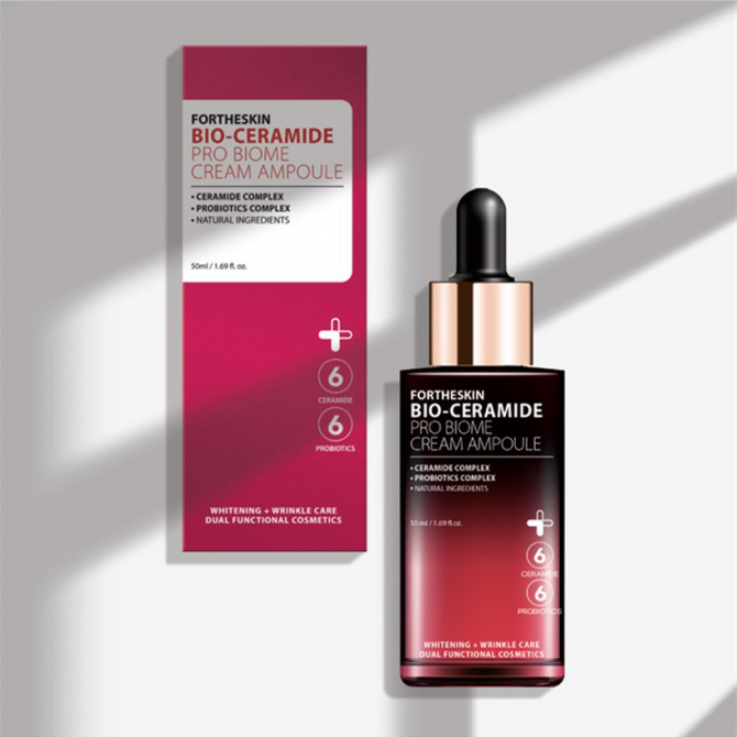 Питательная крем-сыворотка для лица с керамидами и пробиотиками Fortheskin Bio Ceramide Pro Biome Cream Ampoule 50 мл купить в Украине 3