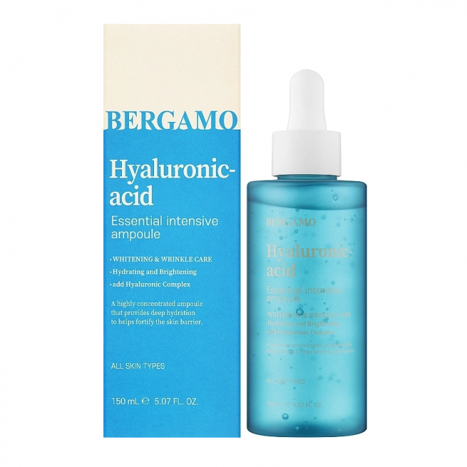 Зволожуюча сироватка для обличчя з гіалуроновою кислотою BERGAMO Essential Intensive Ampoule Hyaluronic Acid 150 мл купити в Україні