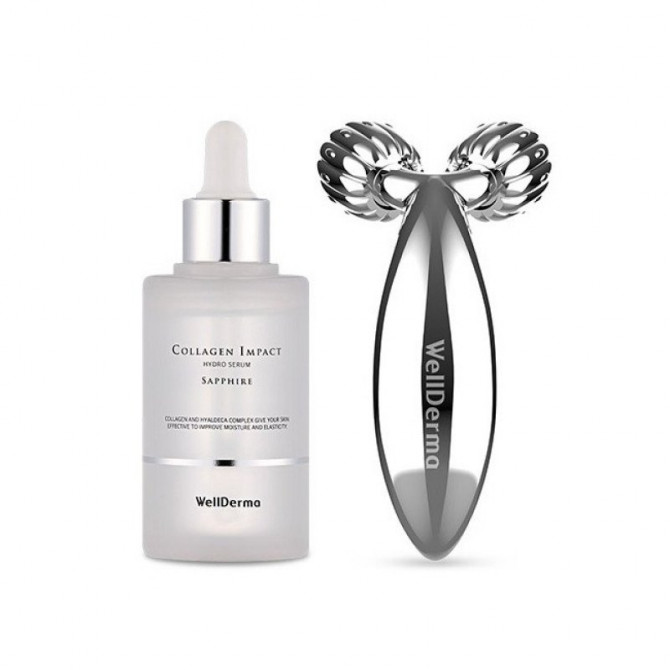 Набор для омоложения кожи: роликовый массажер и сыворотка с коллагеном Wellderma Collagen Beauty Care Serum & Roller Set купить в Украине 2