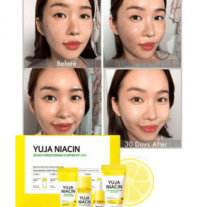 Набір мініатюр засобів для яскравості тону SOMEBYMI Yuja Niacin 30 Days Brightening Starter Kit купити в Україні 4