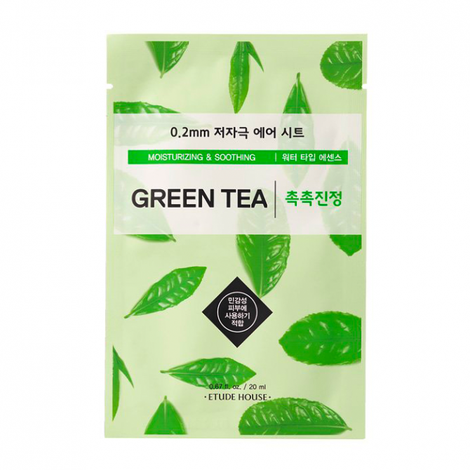 Ультратонкая тканевая маска с экстрактом зеленого чая, ETUDE HOUSE, Therapy Air Mask Green Tea купить в Украине Ультратонкая тканевая маска с экстрактом зеленого чая, ETUDE HOUSE, Therapy Air Mask Green Tea купить в Украине