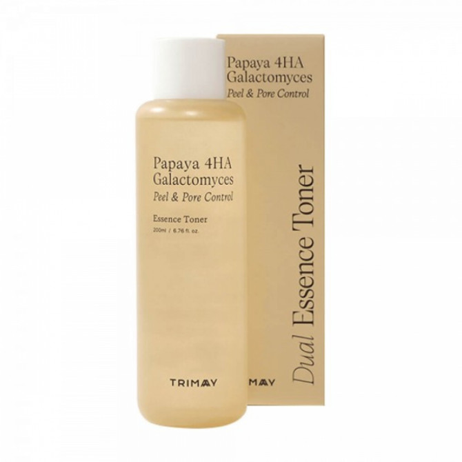 Кислотний пілінг тонер-есенція з папаєю та галактомісісом Trimay Papaya 4HA Galactomyces Peel & Pore Control Toner 200 мл купити в Україні