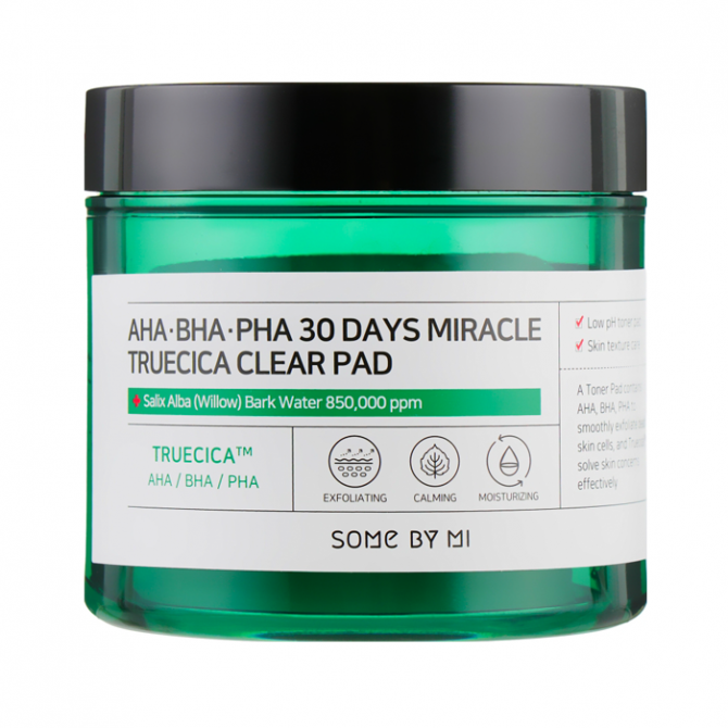 Очищающие пэды с кислотами, SOMEBYMI, AHA BHA PHA 30 Days Miracle Truesisa Clear Pad, 70 пэдов купить в Украине Очищающие пэды с кислотами, SOMEBYMI, AHA BHA PHA 30 Days Miracle Truesisa Clear Pad, 70 пэдов купить в Украине