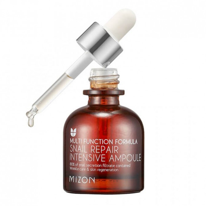 Концентрированная сыворотка против морщин с фильтратом слизи улитки MIZON Snail Repair Intensive Ampoule 30 мл купить в Украине 2
