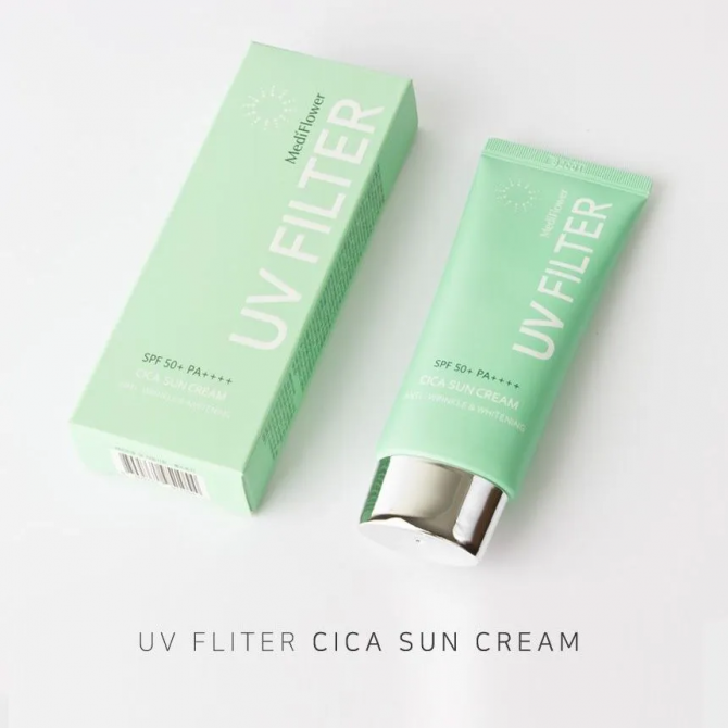 Успокаивающий солнцезащитный крем с центеллой MEDI FLOWER UV Filter Cica Sun Cream SPF50+/PA++++ 50 мл купить в Украине 2