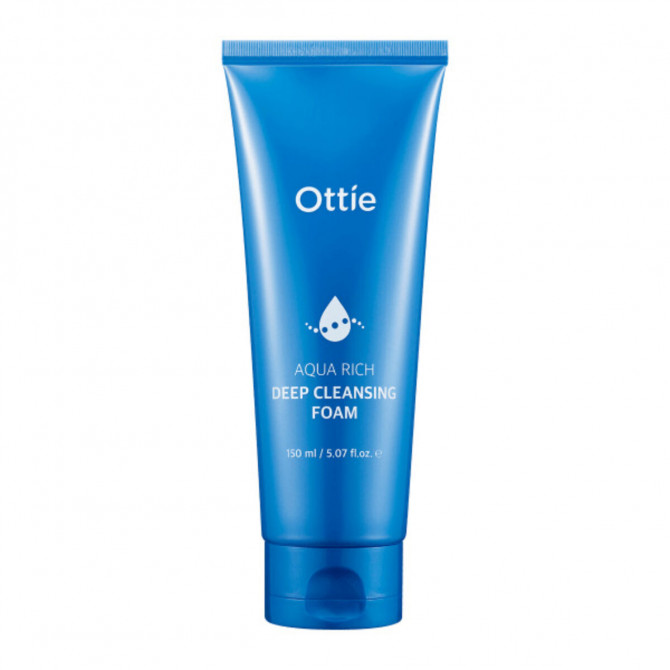 Зволожуюча пінка для вмивання Ottie Aqua Rich Deep Cleansing Foam 150 мл купити в Україні
