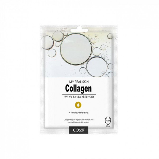 Тканевая маска с коллагеном, COS.W, My Real Skin Collagen Facial Mask купить в Украине Тканевая маска с коллагеном, COS.W, My Real Skin Collagen Facial Mask купить в Украине
