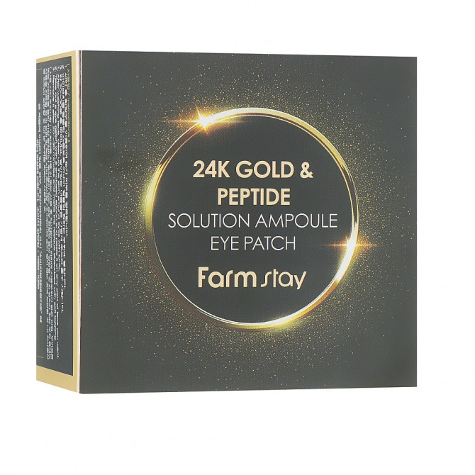 Гидрогелевые патчи с золотом и пептидами FarmStay 24K Gold & Peptide Solution Ampoule Eye Patch 60 шт купить в Украине 4
