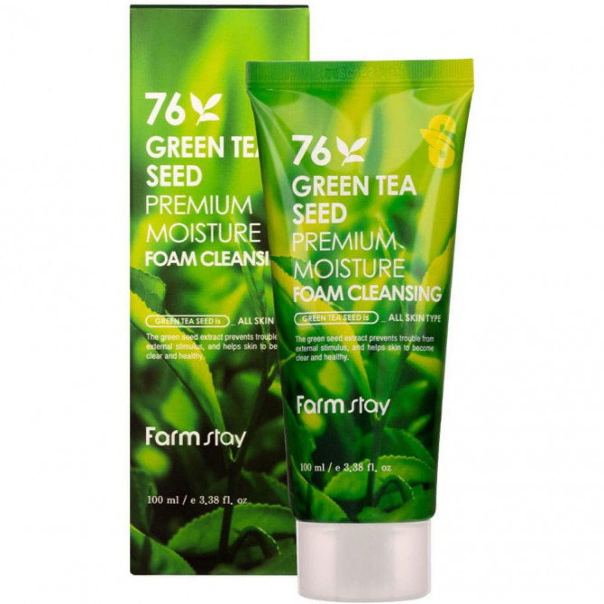 Пенка для умывания с семенами зеленого чая, FarmStay 76 Green Tea Seed Premium Moisture Foam Cleansing, 100 мл купить в Украине Пенка для умывания с семенами зеленого чая, FarmStay 76 Green Tea Seed Premium Moisture Foam Cleansing, 100 мл купить в Украине