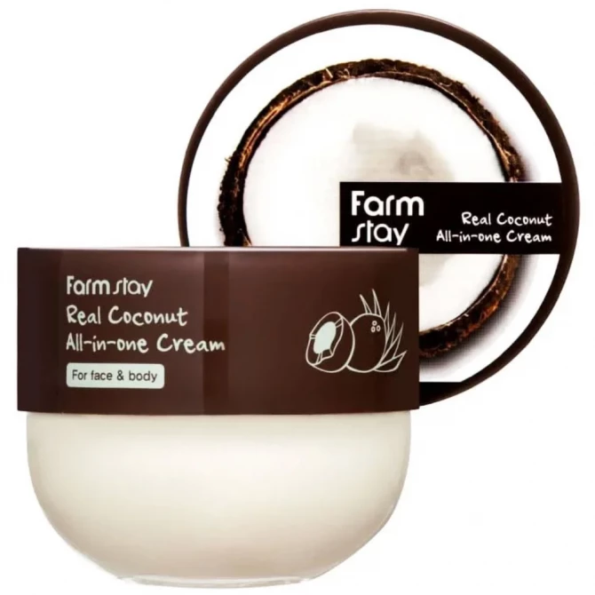 Интенсивно питательный крем для лица и тела с маслом кокоса, FarmStay, Real Coconut All-in-one Cream, 300 мл купить в Украине Интенсивно питательный крем для лица и тела с маслом кокоса, FarmStay, Real Coconut All-in-one Cream, 300 мл купить в Украине
