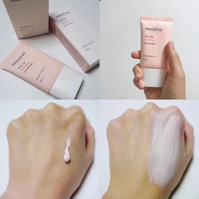 Матуючий і вирівнюючий тон сонцезахисний крем Innisfree Tone Up No Sebum Sunscreen SPF50 PA ++++ 50 мл купити в Україні 6