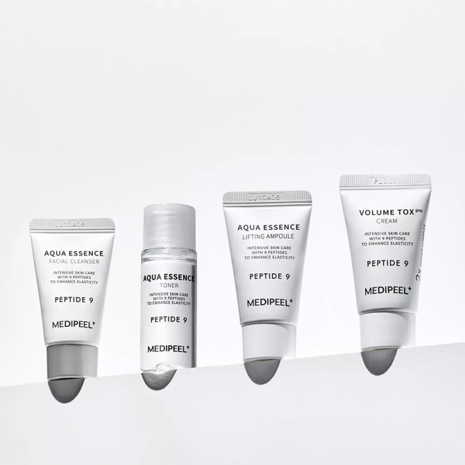 Набір доглядових засобів для обличчя з пептидами MEDI-PEEL Peptide 9 Aqua Essence Trial Kit купити в Україні 3