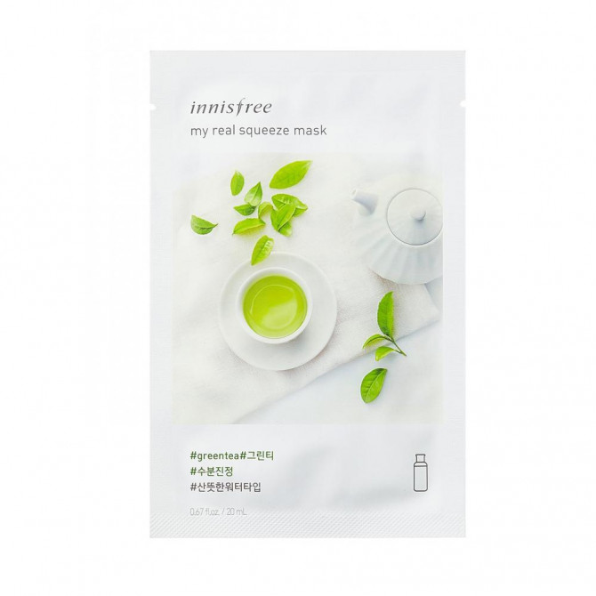 Тканевая маска с экстрактом зеленого чая Innisfree My Real Squeeze Mask Green Tea купить в Украине