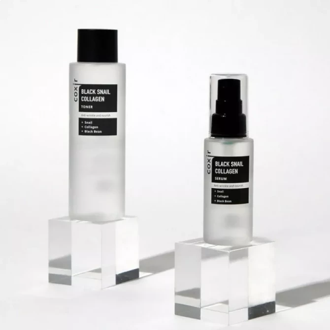 Антивіковий живильний тонер з муцином чорного равлика і колагеном Coxir Black Snail Collagen Toner 150 мл купити в Україні 4