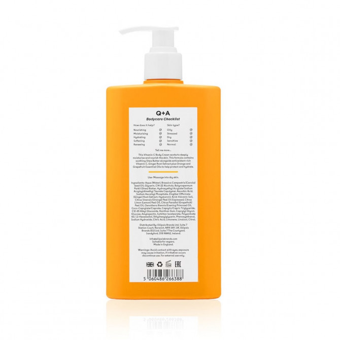 Увлажняющий крем для тела с витамином С Q+A Vitamin C Body Cream 250 мл купить в Украине 3
