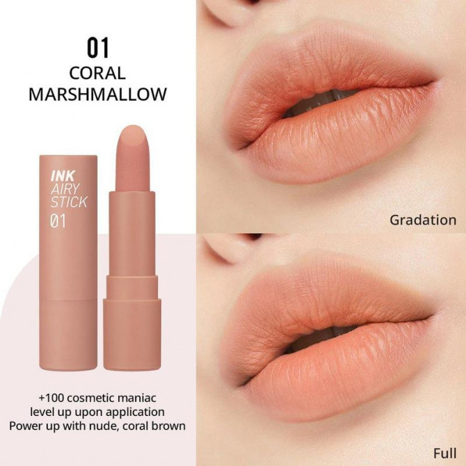 Матовая губная помада Peripera Ink The Airy Velvet Stick #001 Coral Marshmallow купить в Украине 2