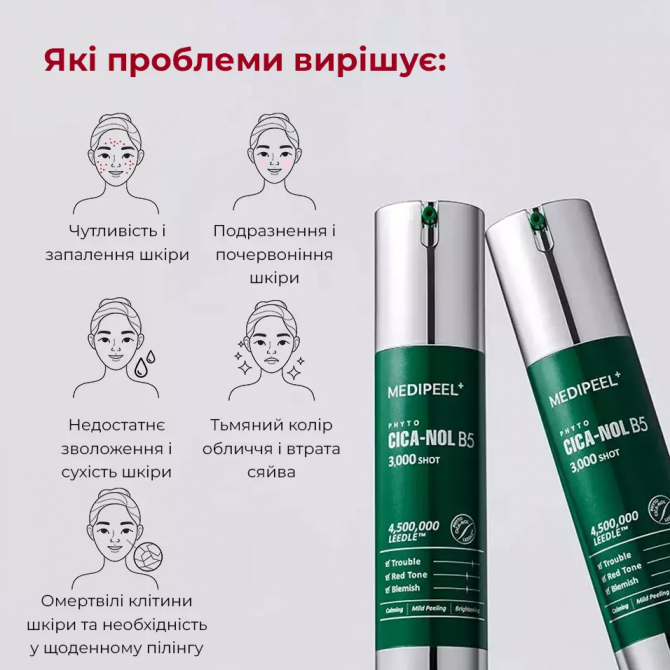 Пілінг-сироватка для обличчя зі спікулами та центелою MEDI-PEEL Phyto Cica Nol B5 6000 Shot 50 мл купити в Україні 4