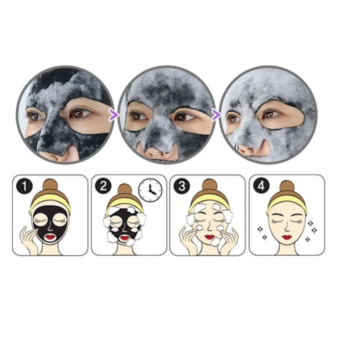 Очищувальна бульбашкова маска з деревним вугіллям G9SKIN Self Aesthetic Pore Clean Bubble Mask купити в Україні 3