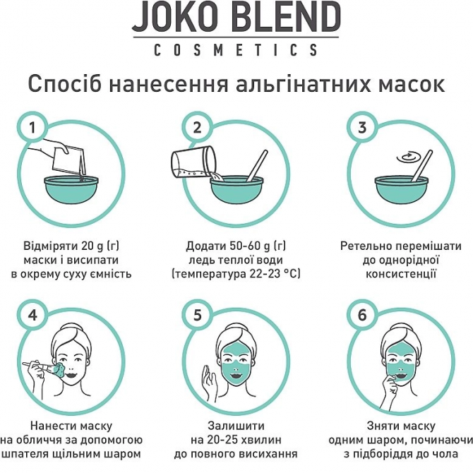 Альгінатна маска з ефектом ліфтингу з колагеном та еластином Joko Blend Cosmetics Premium Alginate Mask Lifting Effect With Collagen and Elastin 20 г купити в Україні 4