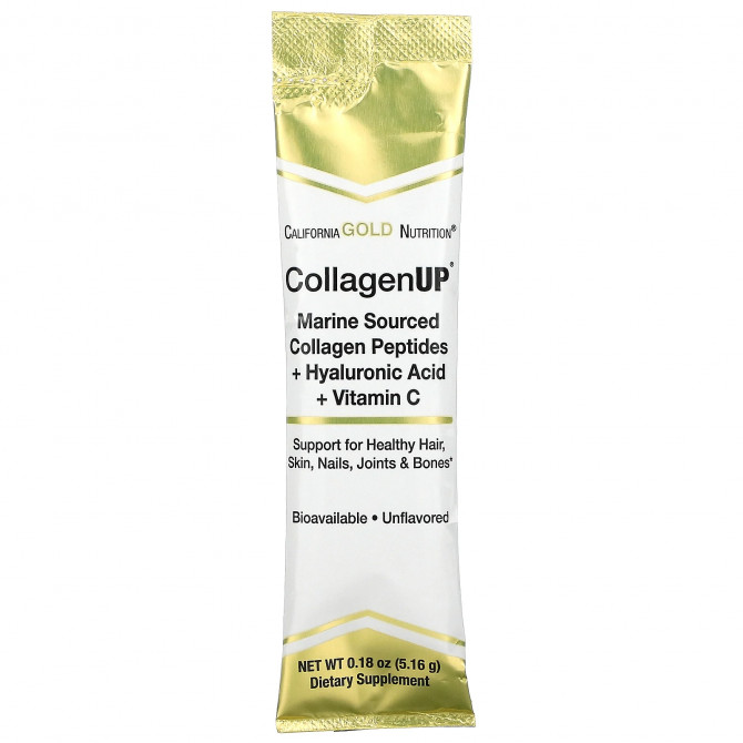 Морской гидролизованный коллаген с гиалуроновой кислотой и витамином C California Gold Nutrition CollagenUP с нейтральным вкусом 30 пакетиков * 516 г купить в Украине 3