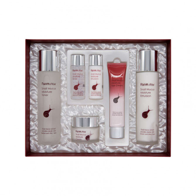 Набор увлажняющих средств с муцином улитки FarmStay Snail Mucus Moisture Skin Care купить в Украине 2