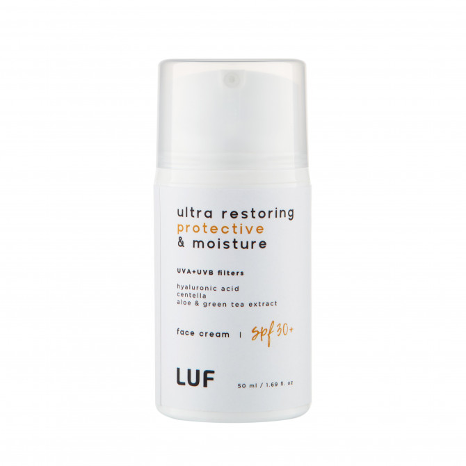 Сонцезахисний крем з центелою алое та гіалуроновою кислотою LUF Ultra Restoring Protective & Moisture SPF 30+ 50 мл купити в Україні