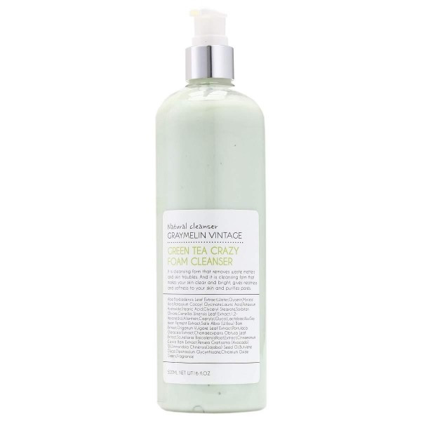 Пінка для вмивання з екстрактом алое і зеленого чаю Graymelin Crazy Foam Cleanser Green Tea 500 мл купити в Україні