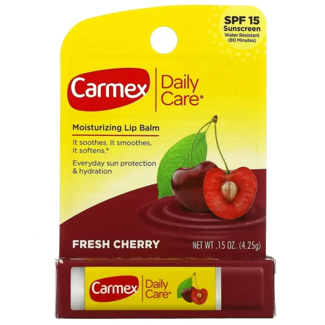 Увлажняющий бальзам для губ со вкусом вишни Carmex Daily Care Fresh Cherry SPF 15 425 г купить в Украине 2
